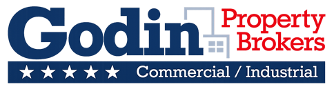 Godin Property Brokers logo featuring five stars, representing commercial and industrial real estate services, aligned with CT Building Broker's privacy policy context.